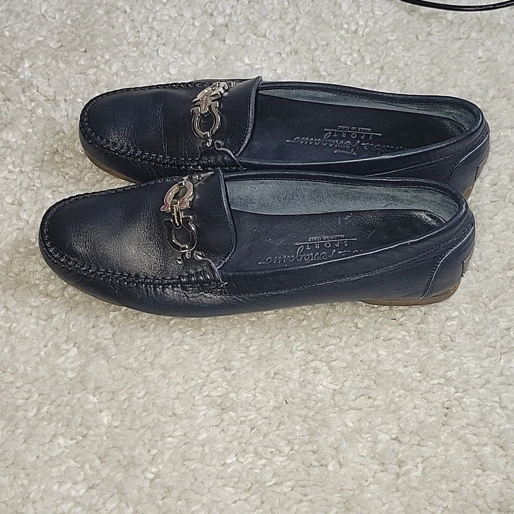 Salvatore ferragamo Ganachi navy leather driving loafers/shoes size 7 - Picture 10 of 16